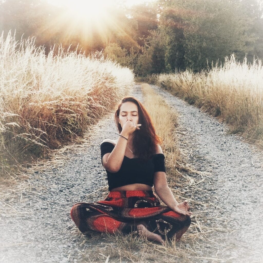 yoga in nature sunset